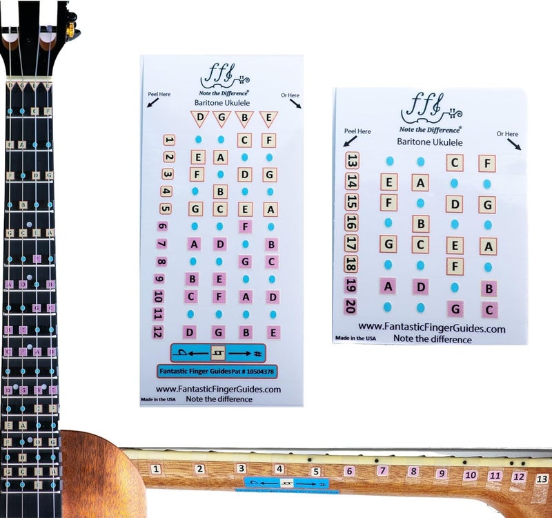 FFG NOTE THE DIFFERENCE Fantastic Finger Guide for Baritone Ukulele | Fretboard & Fingerboard Stickers | Learn to Play Ukulele - Image 1